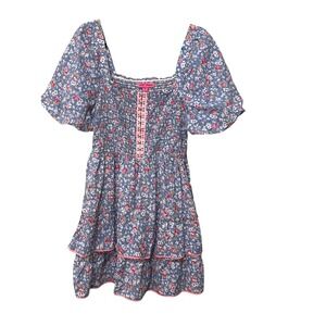 Betsey Johnson Floral Mini Dress XL Cottagecore Puff Sleeve Coquette